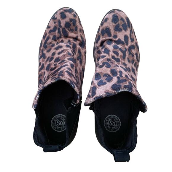 SO Leopard Print Ankle Booties Slip On Textured - Picture 5 of 6